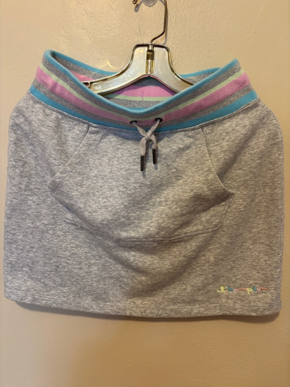 Champion Grey Skirt with Pastel Blue, Pink, and Lavender Waistband